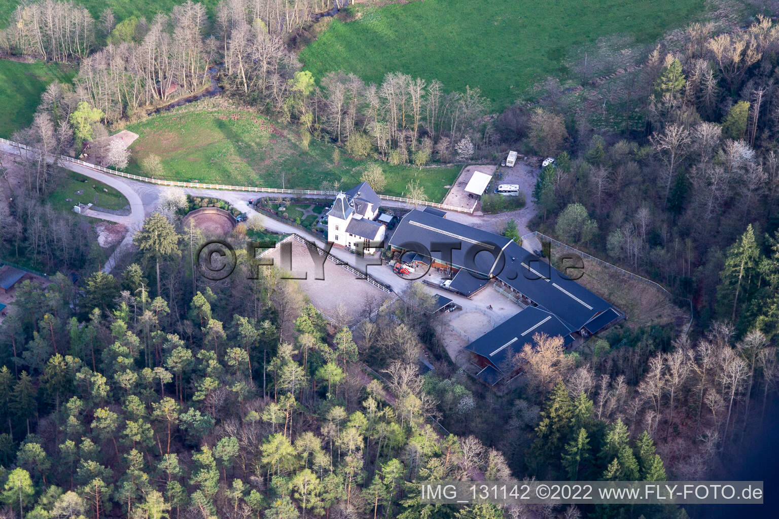 Aerial photograpy of Good Waldeck in Eußerthal in the state Rhineland-Palatinate, Germany