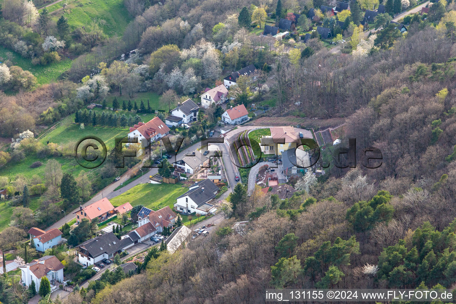 Leinsweiler in the state Rhineland-Palatinate, Germany seen from above