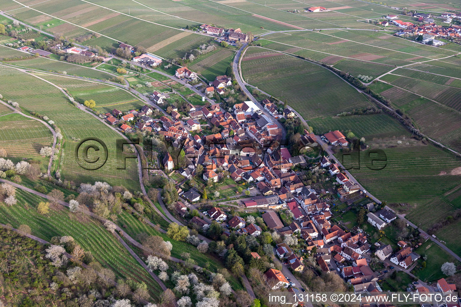 Leinsweiler in the state Rhineland-Palatinate, Germany from the plane