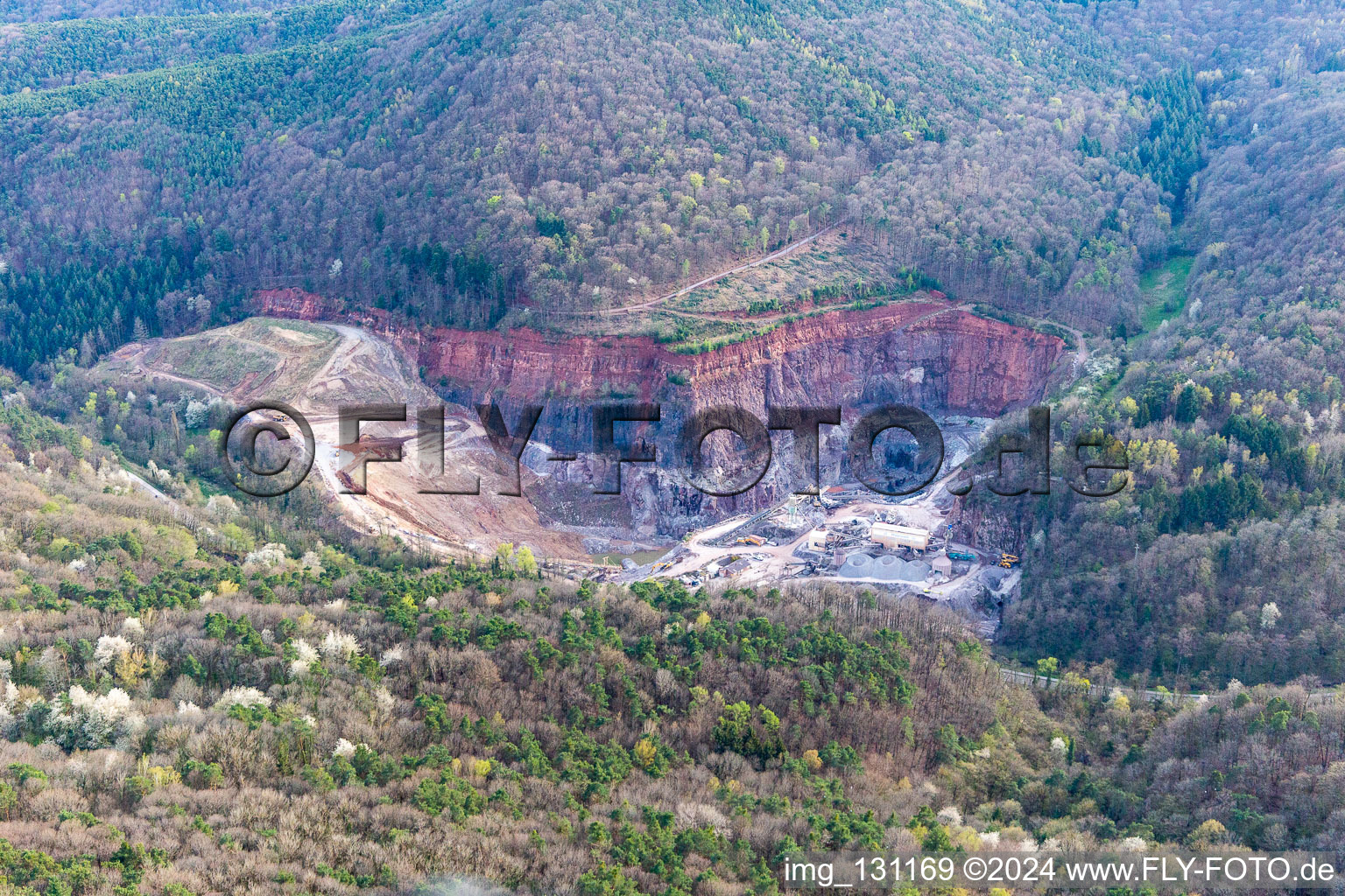 Aerial view of Palatinate Granite in Waldhambach in the state Rhineland-Palatinate, Germany