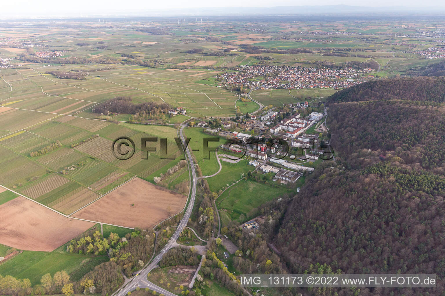 Aerial photograpy of Palatinate Clinic Landeck in Waldhambach in the state Rhineland-Palatinate, Germany