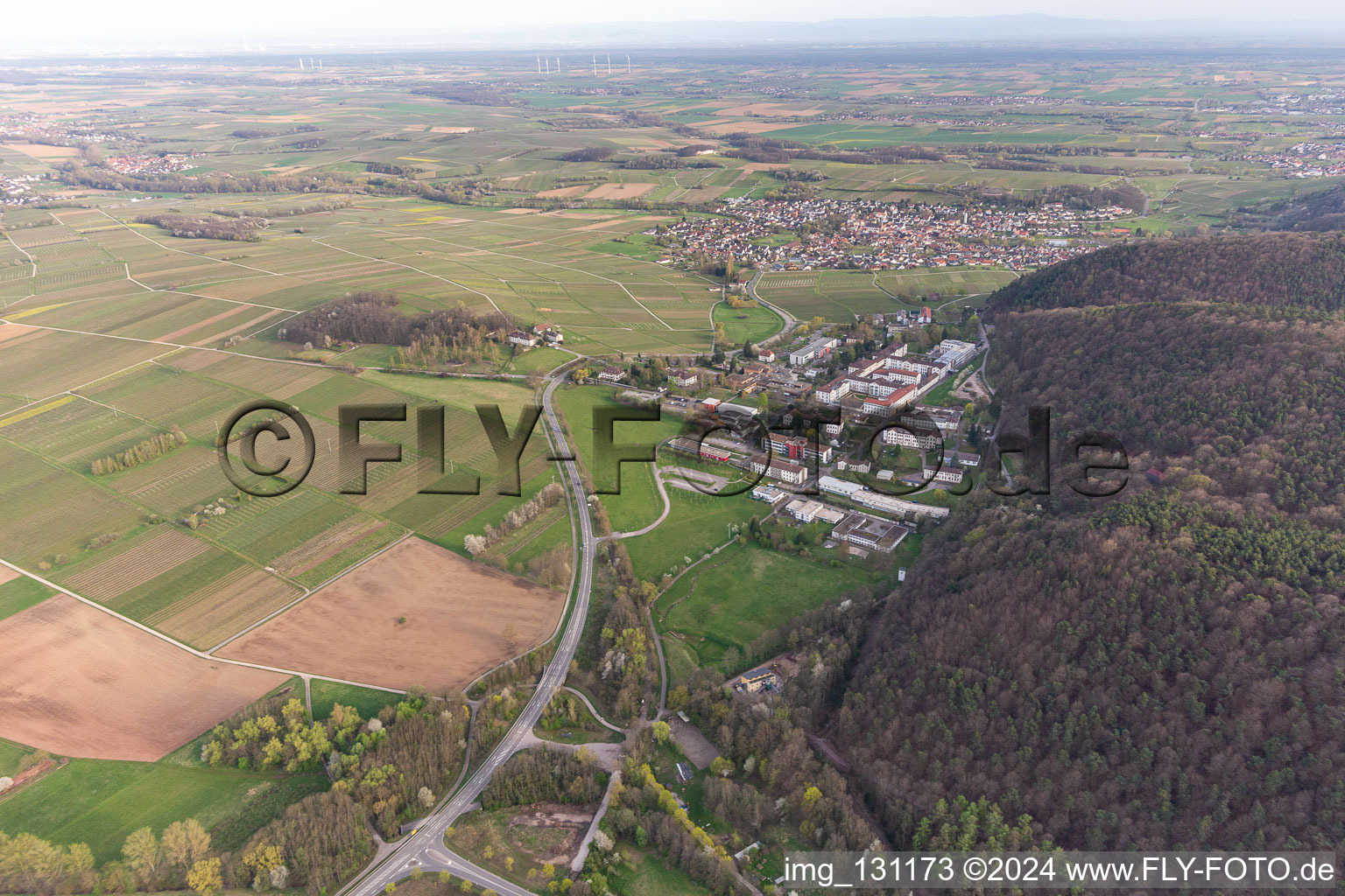 Aerial photograpy of Palatinate Clinic Landeck in Waldhambach in the state Rhineland-Palatinate, Germany