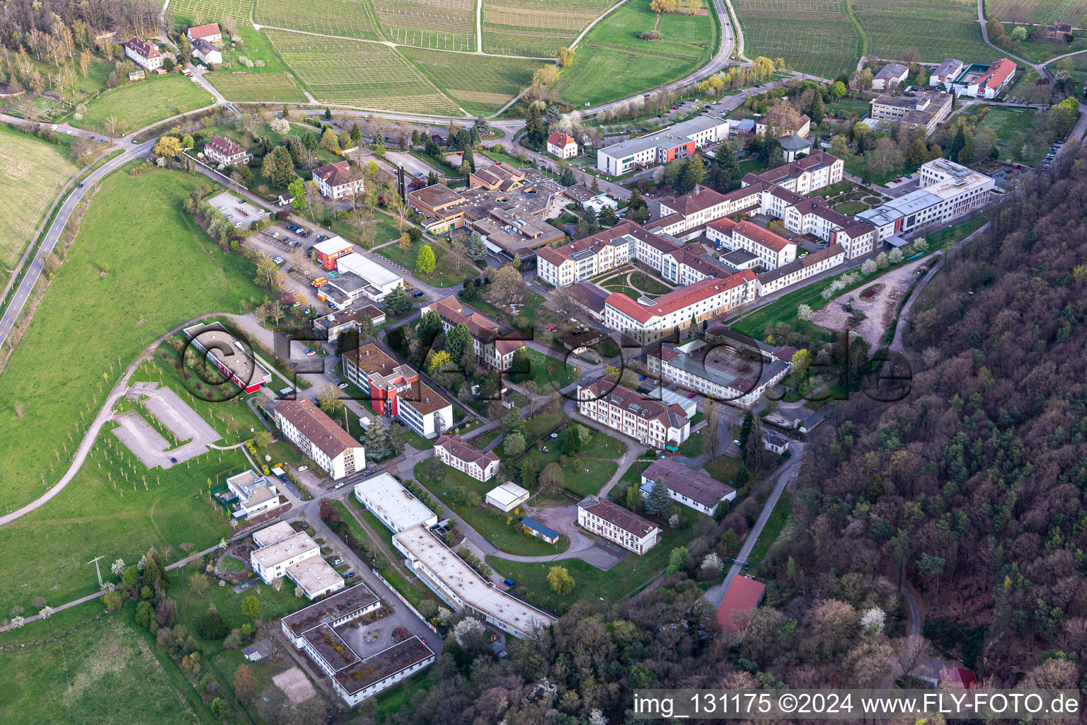 Pfalzklinik Landeck in Waldhambach in the state Rhineland-Palatinate, Germany from above