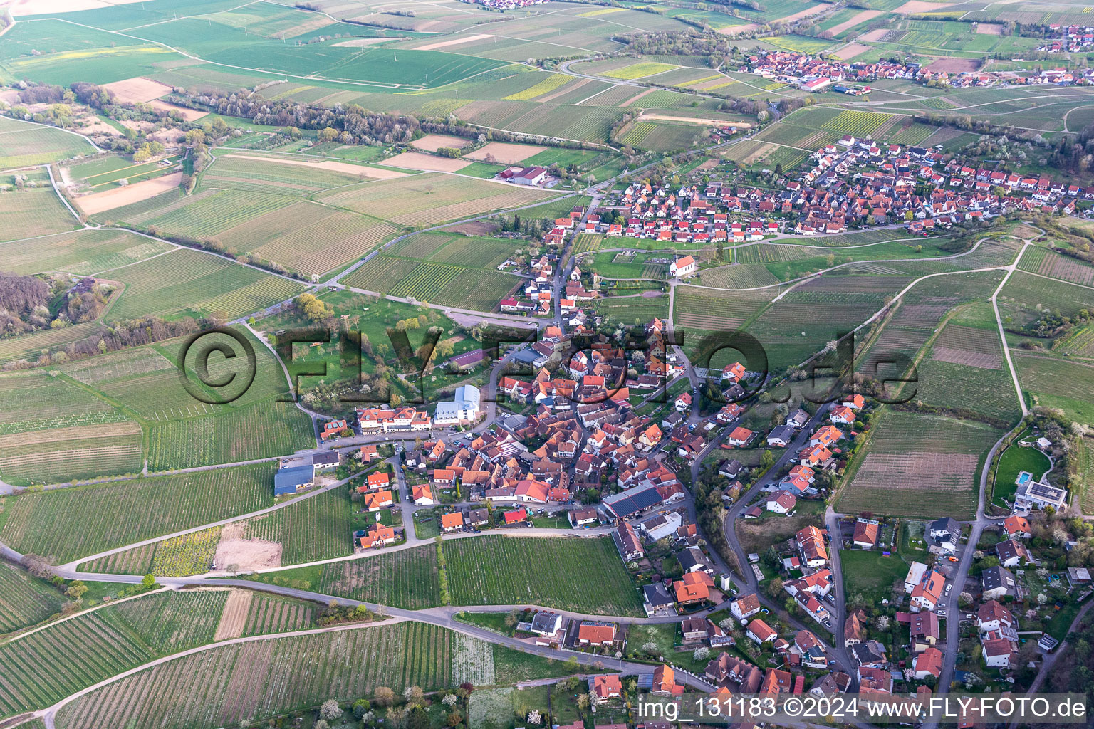 District Gleiszellen in Gleiszellen-Gleishorbach in the state Rhineland-Palatinate, Germany from the drone perspective