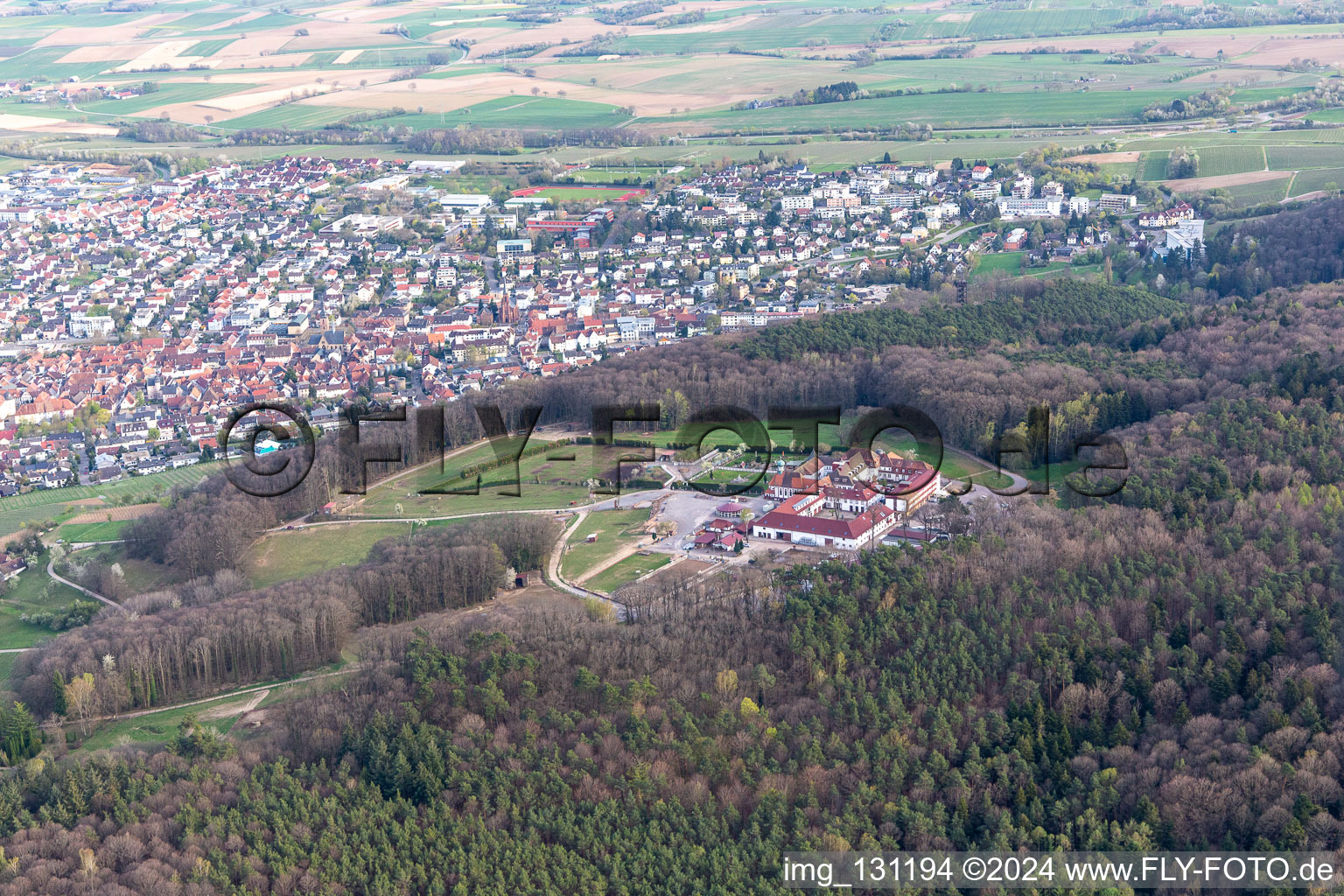 Aerial photograpy of Liebfrauenberg Monastery in Bad Bergzabern in the state Rhineland-Palatinate, Germany