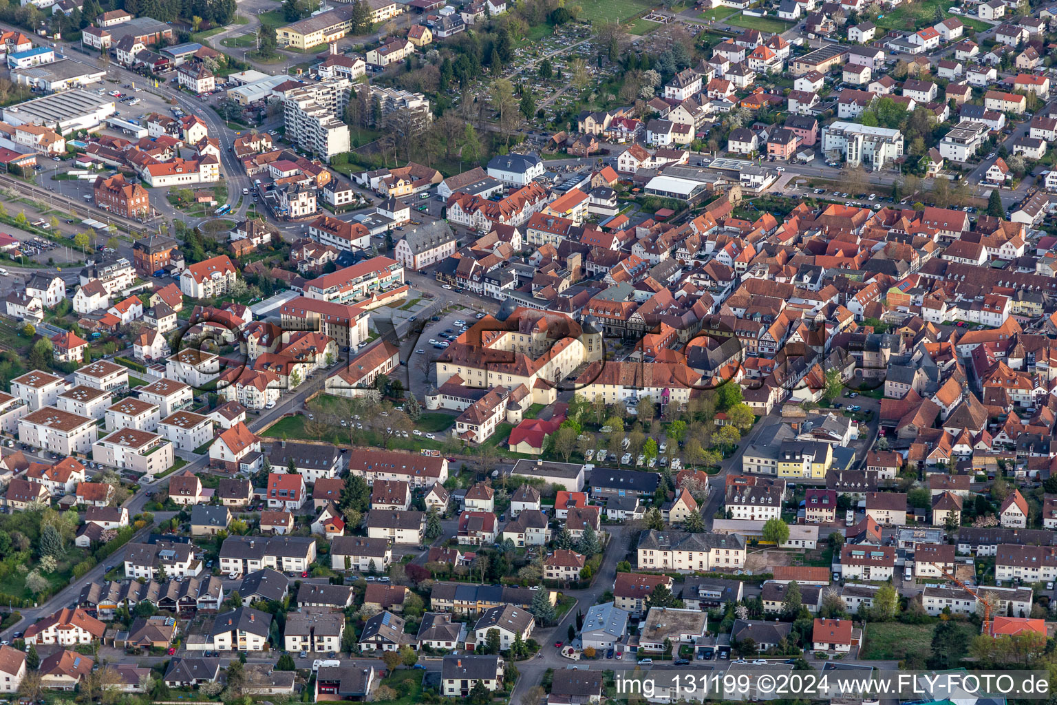 Aerial photograpy of Lock in Bad Bergzabern in the state Rhineland-Palatinate, Germany