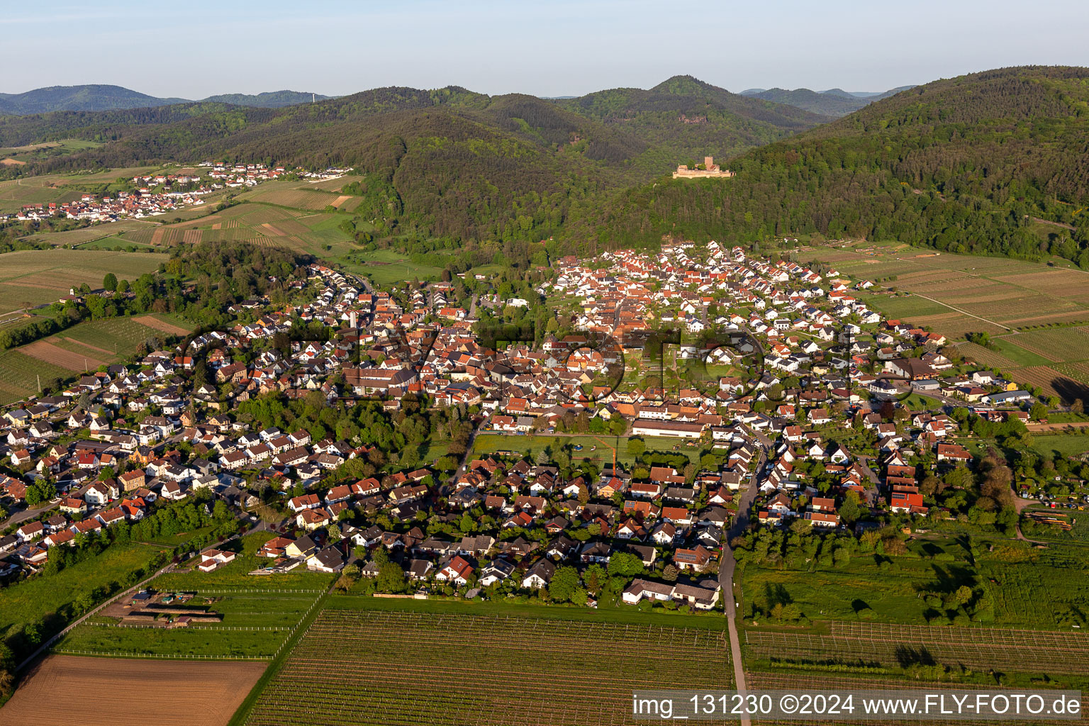 Klingenmünster in the state Rhineland-Palatinate, Germany seen from above