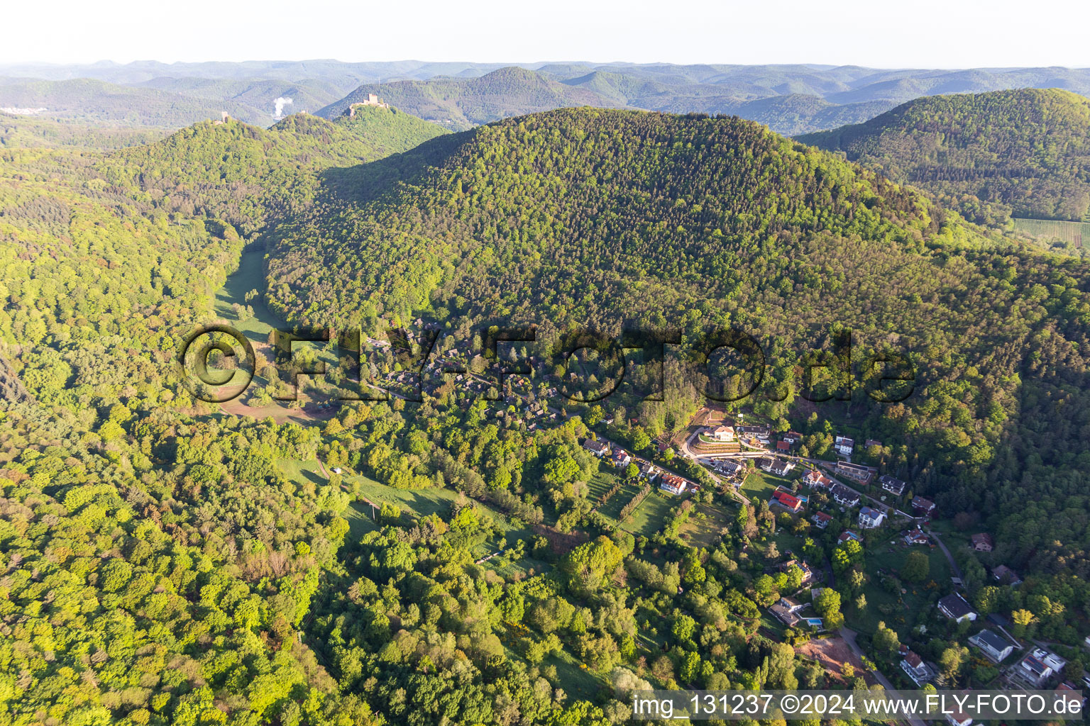 Birnbach Valley in Leinsweiler in the state Rhineland-Palatinate, Germany from above