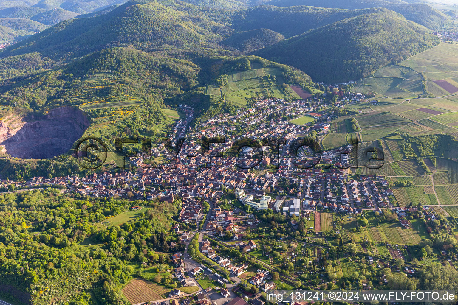 Bird's eye view of Albersweiler in the state Rhineland-Palatinate, Germany