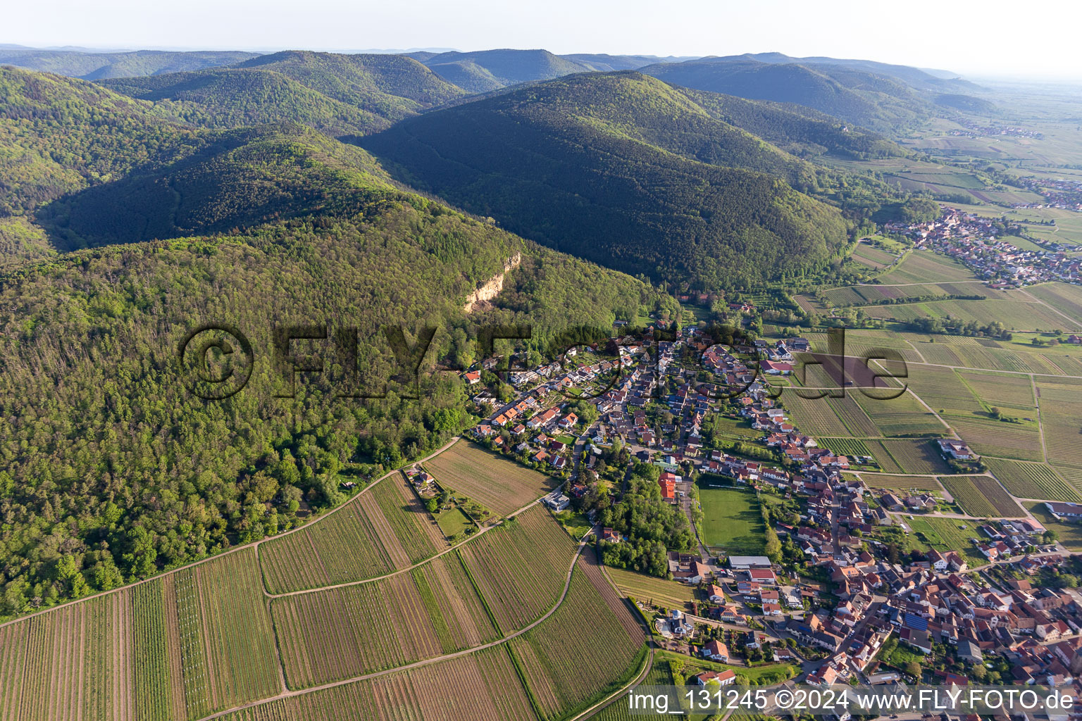 Frankweiler in the state Rhineland-Palatinate, Germany seen from a drone