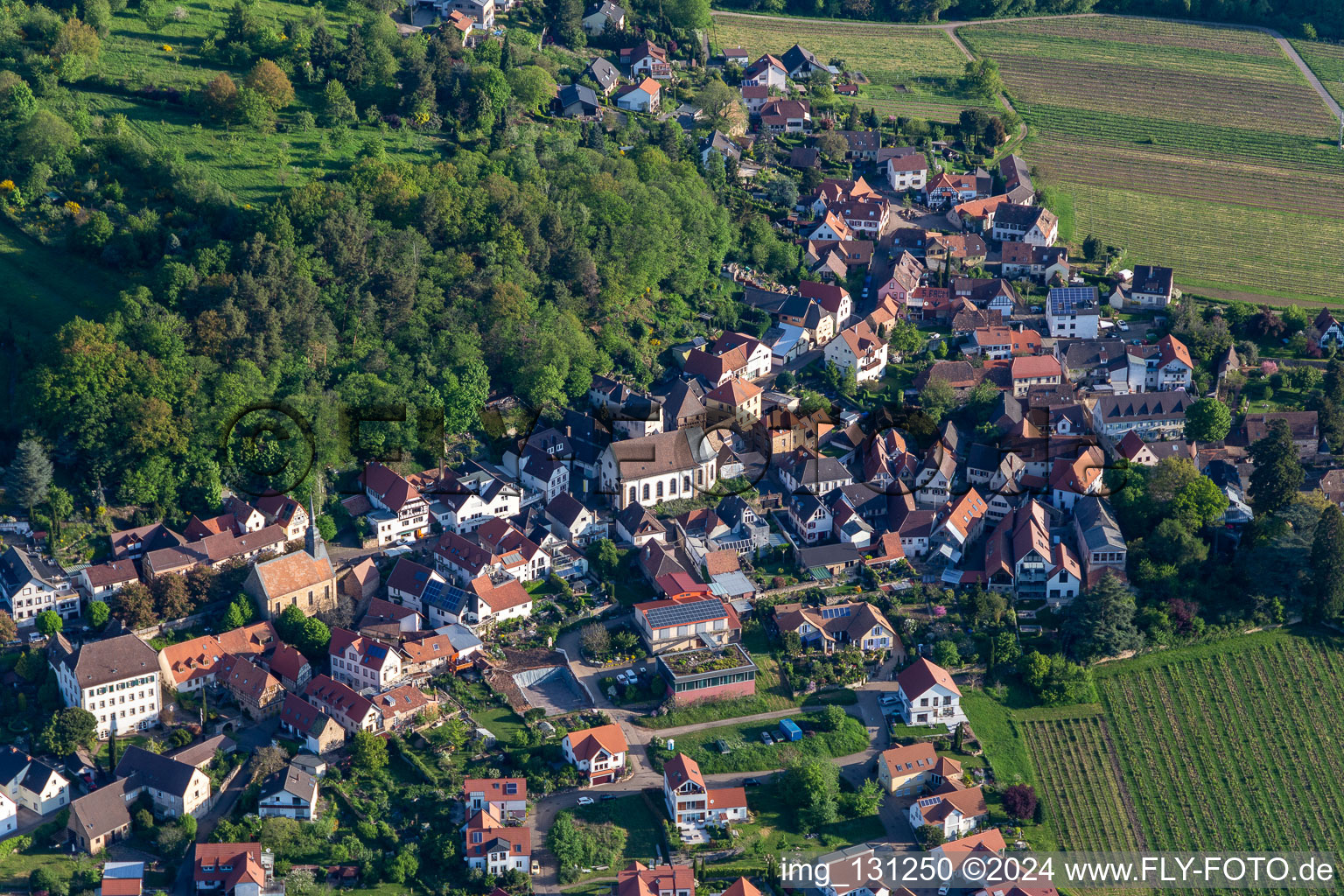 Aerial view of Gleisweiler in the state Rhineland-Palatinate, Germany