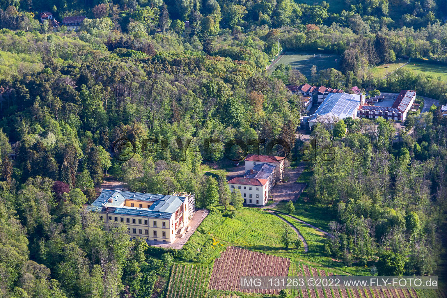 Villa Ludwigshöhe Castle in Edenkoben in the state Rhineland-Palatinate, Germany out of the air