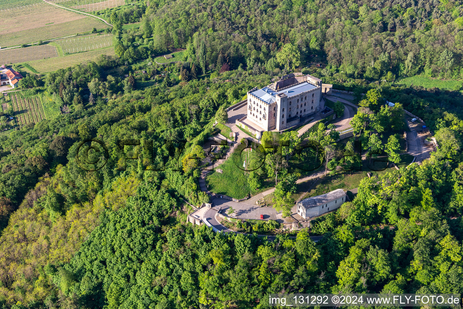 Hambach Castle in the district Diedesfeld in Neustadt an der Weinstraße in the state Rhineland-Palatinate, Germany out of the air