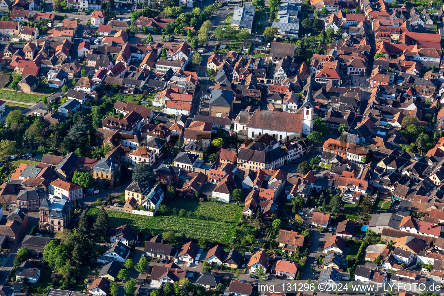 Aerial view of Maikammer in the state Rhineland-Palatinate, Germany