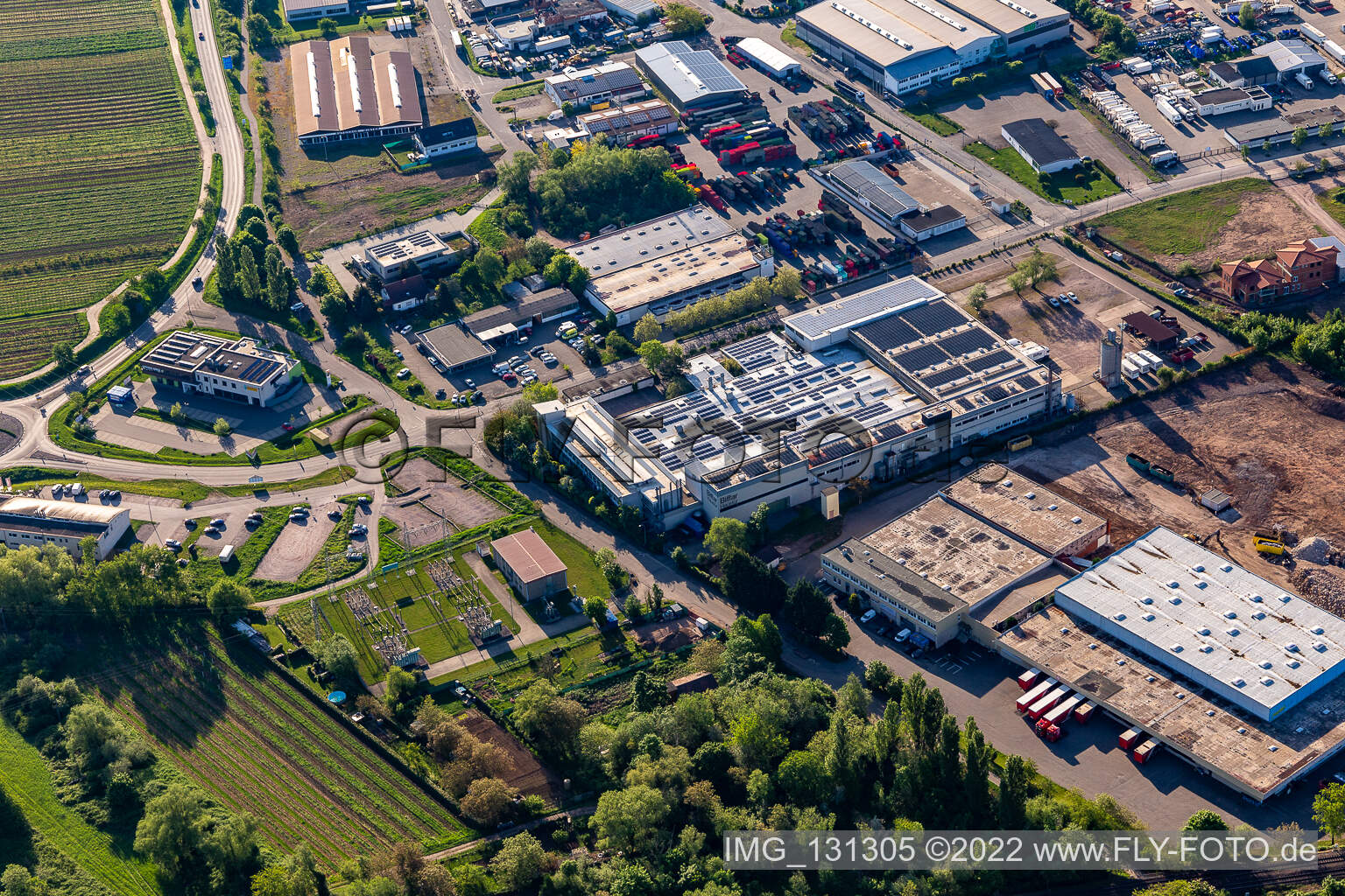 Aerial photograpy of Biffar GmbH & Co. KG in Edenkoben in the state Rhineland-Palatinate, Germany