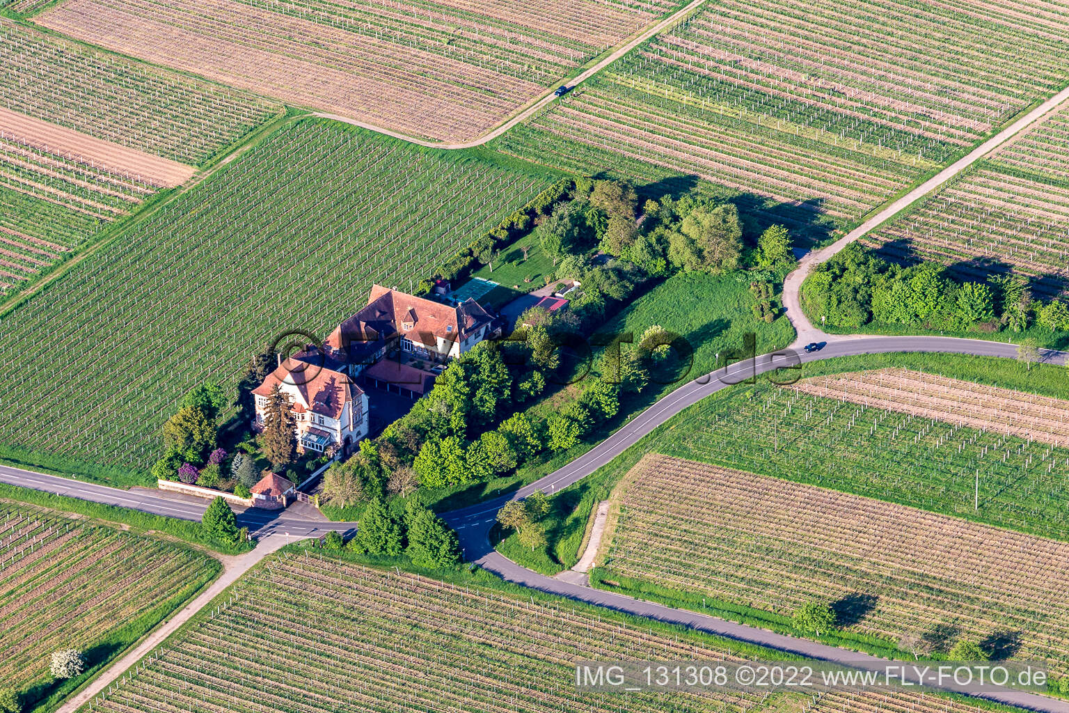 Edesheim in the state Rhineland-Palatinate, Germany seen from a drone