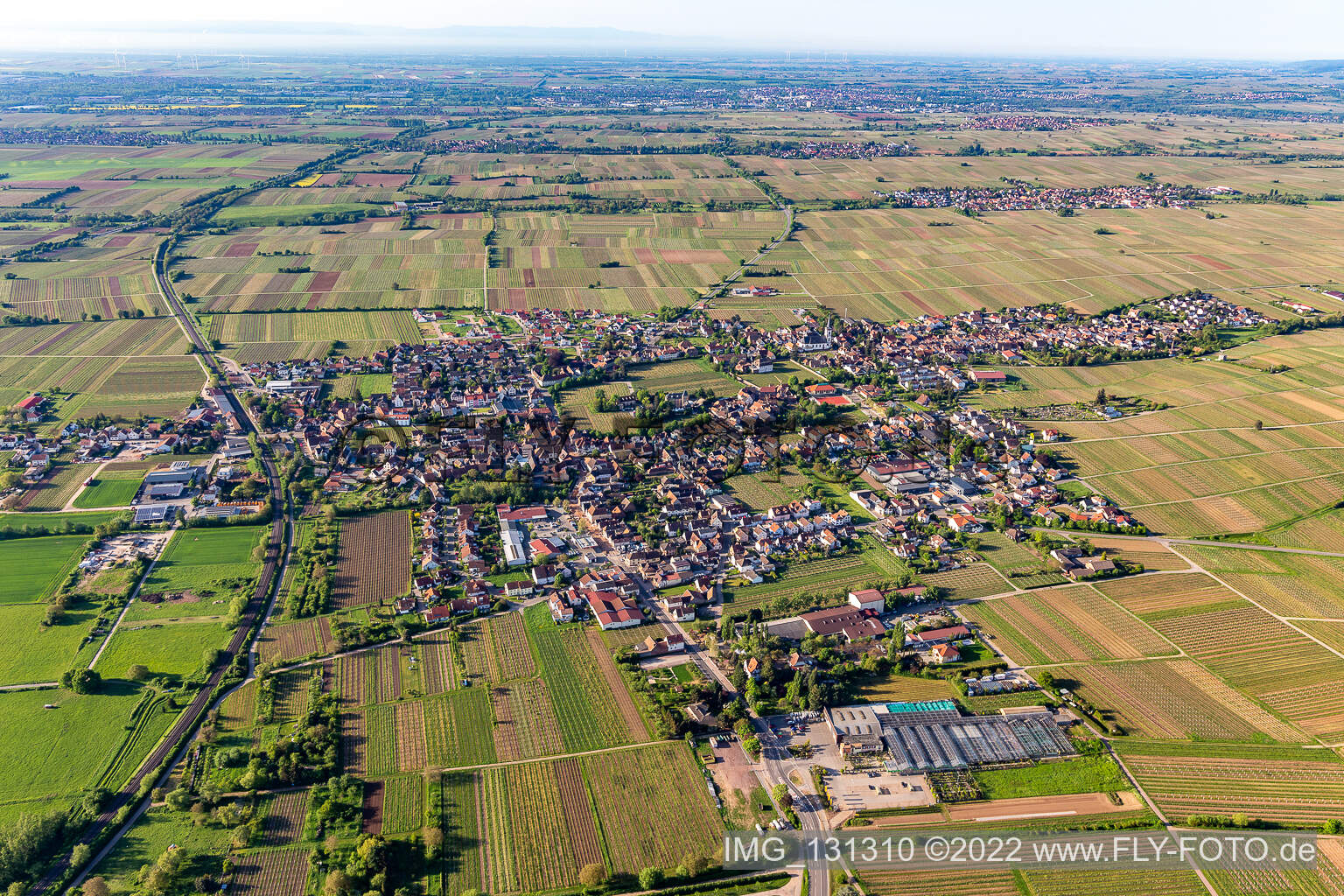 Aerial photograpy of Edesheim in the state Rhineland-Palatinate, Germany