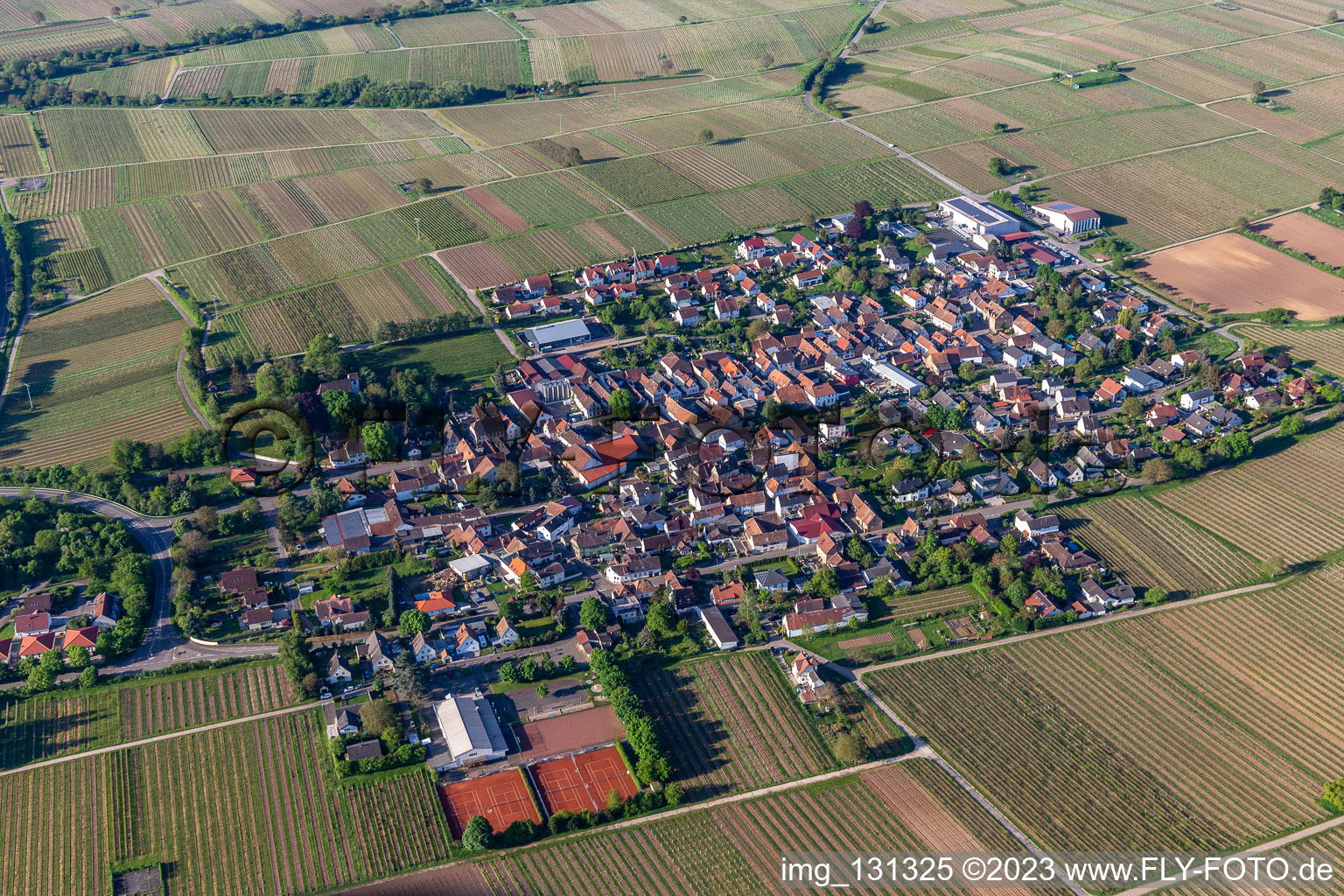 Aerial photograpy of Walsheim in the state Rhineland-Palatinate, Germany