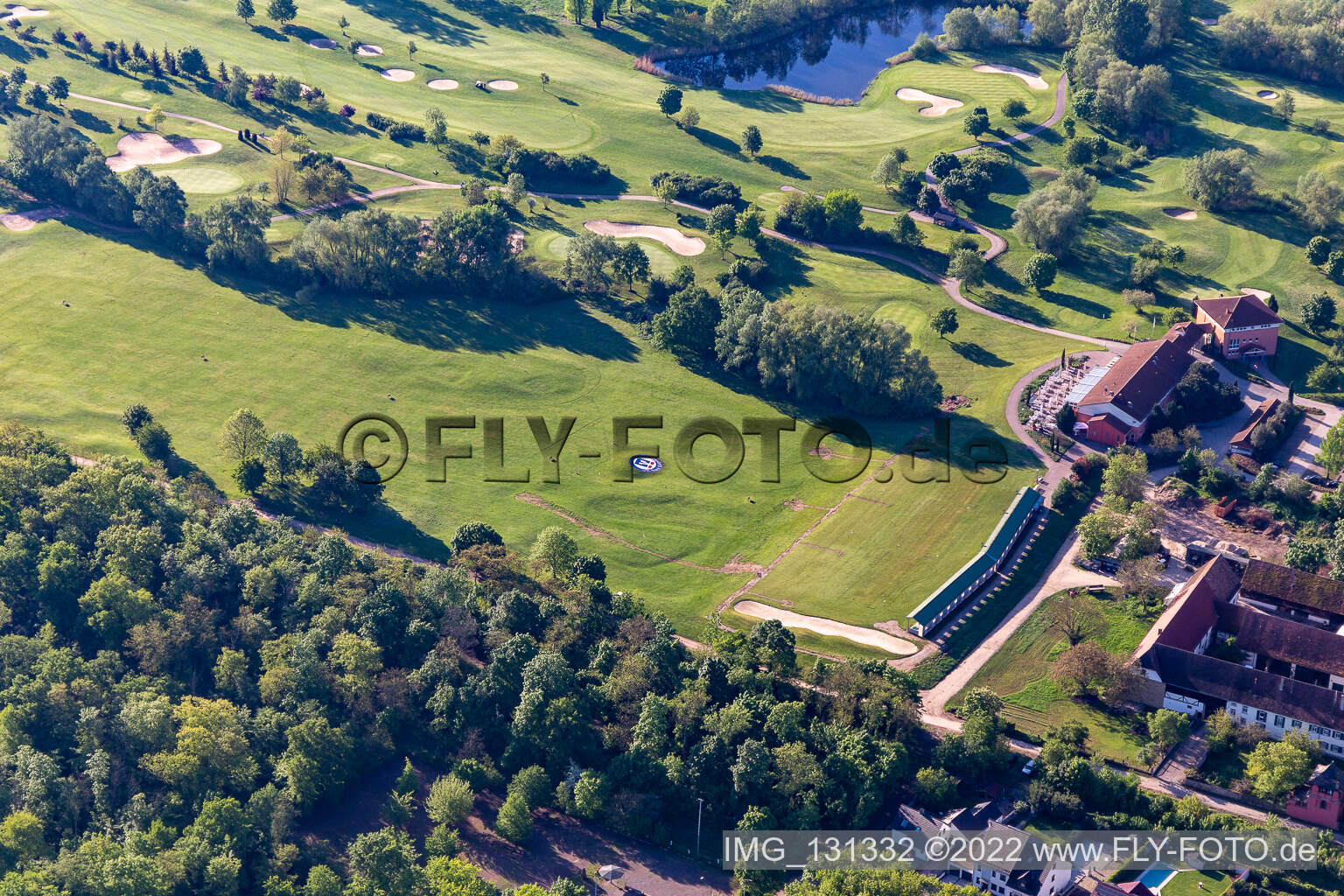 Golf course Landgut Dreihof - GOLF absolute in the district Dreihof in Essingen in the state Rhineland-Palatinate, Germany from the plane