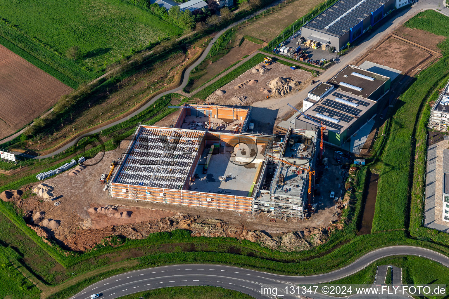 Aerial photograpy of Business park at the exhibition grounds in the district Queichheim in Landau in der Pfalz in the state Rhineland-Palatinate, Germany