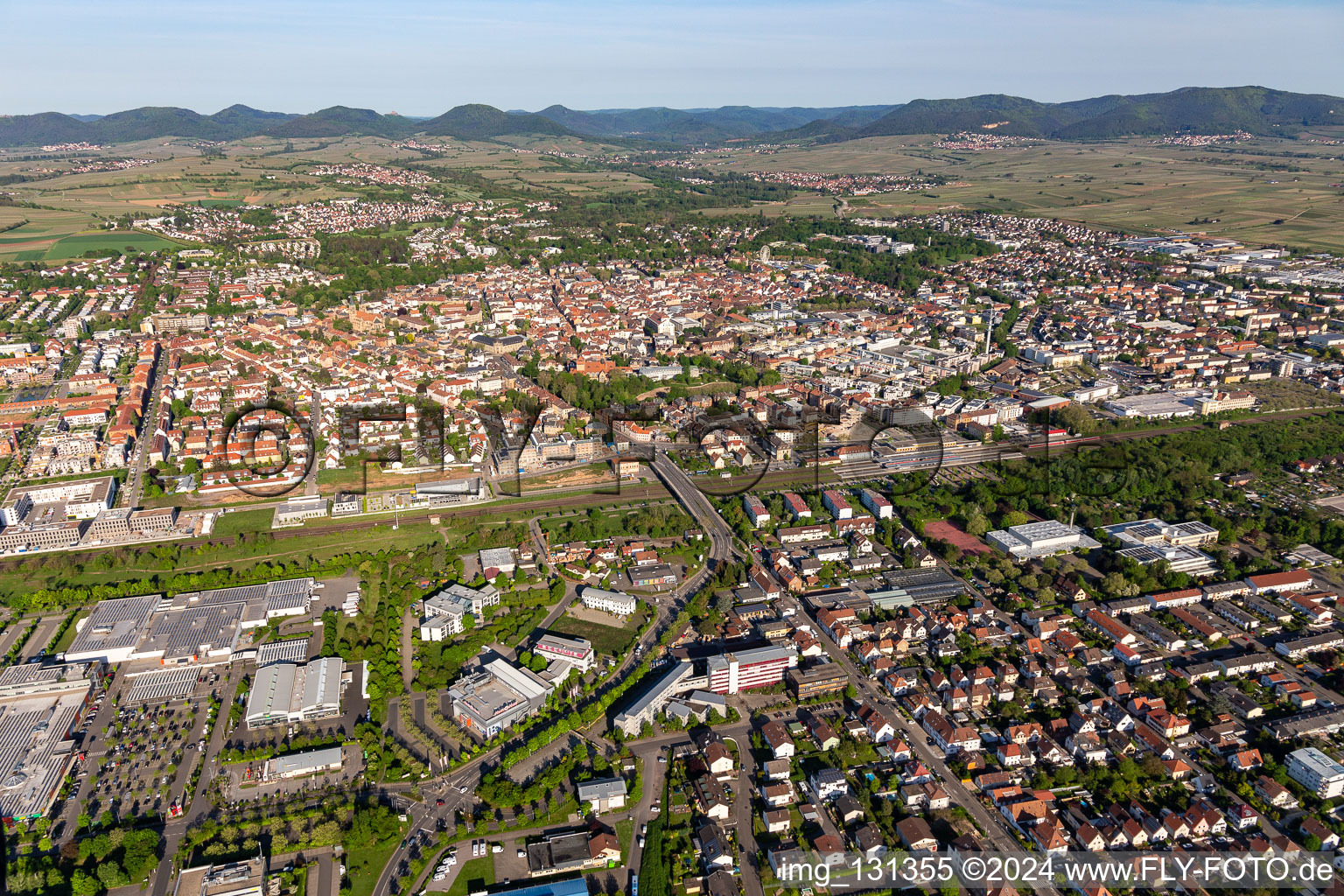 Landau in der Pfalz in the state Rhineland-Palatinate, Germany from the drone perspective