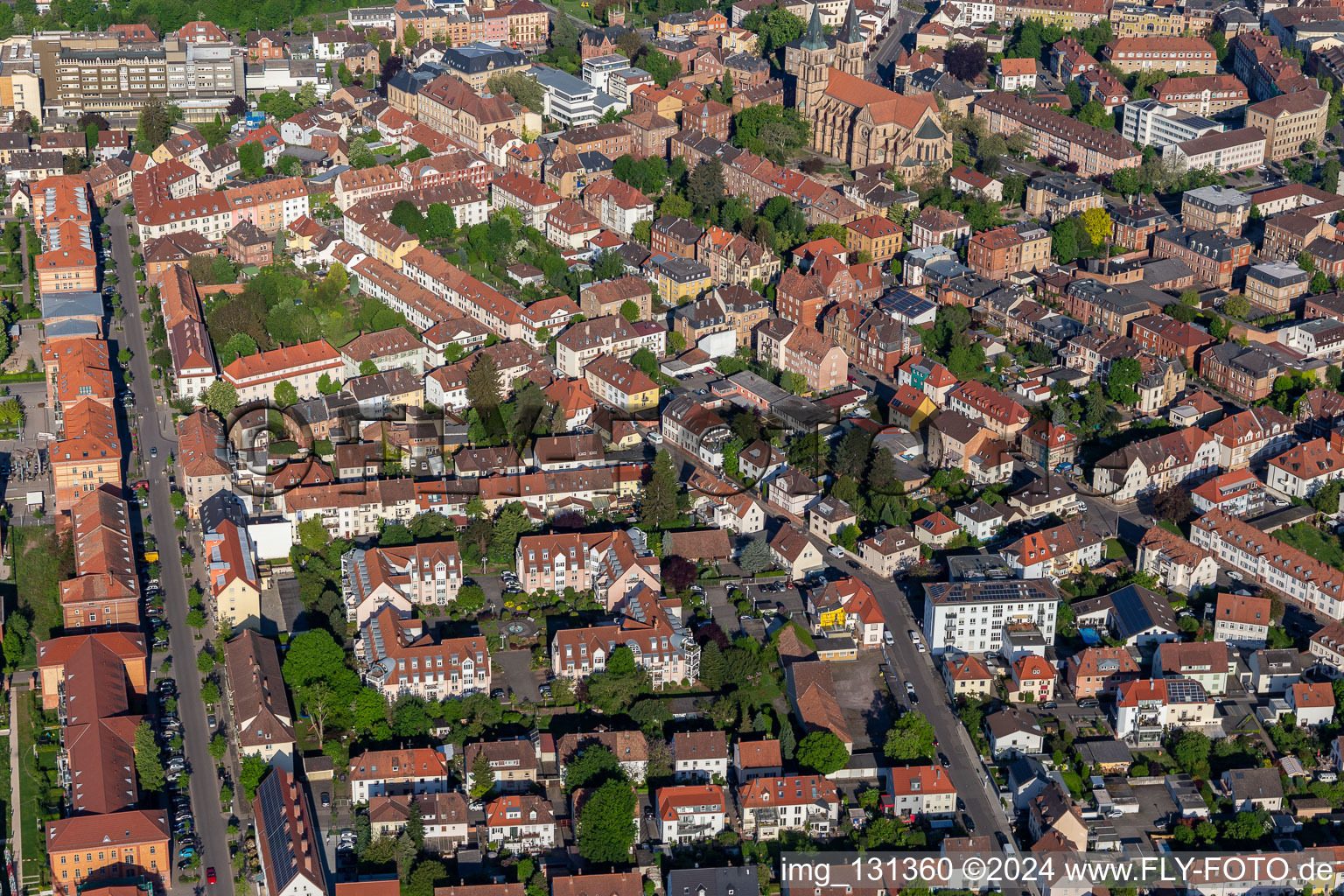 Landau in der Pfalz in the state Rhineland-Palatinate, Germany from a drone