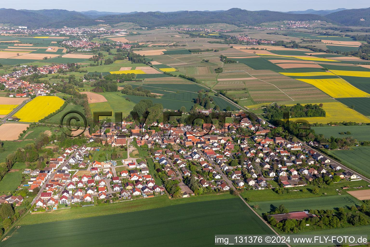 Barbelroth in the state Rhineland-Palatinate, Germany viewn from the air