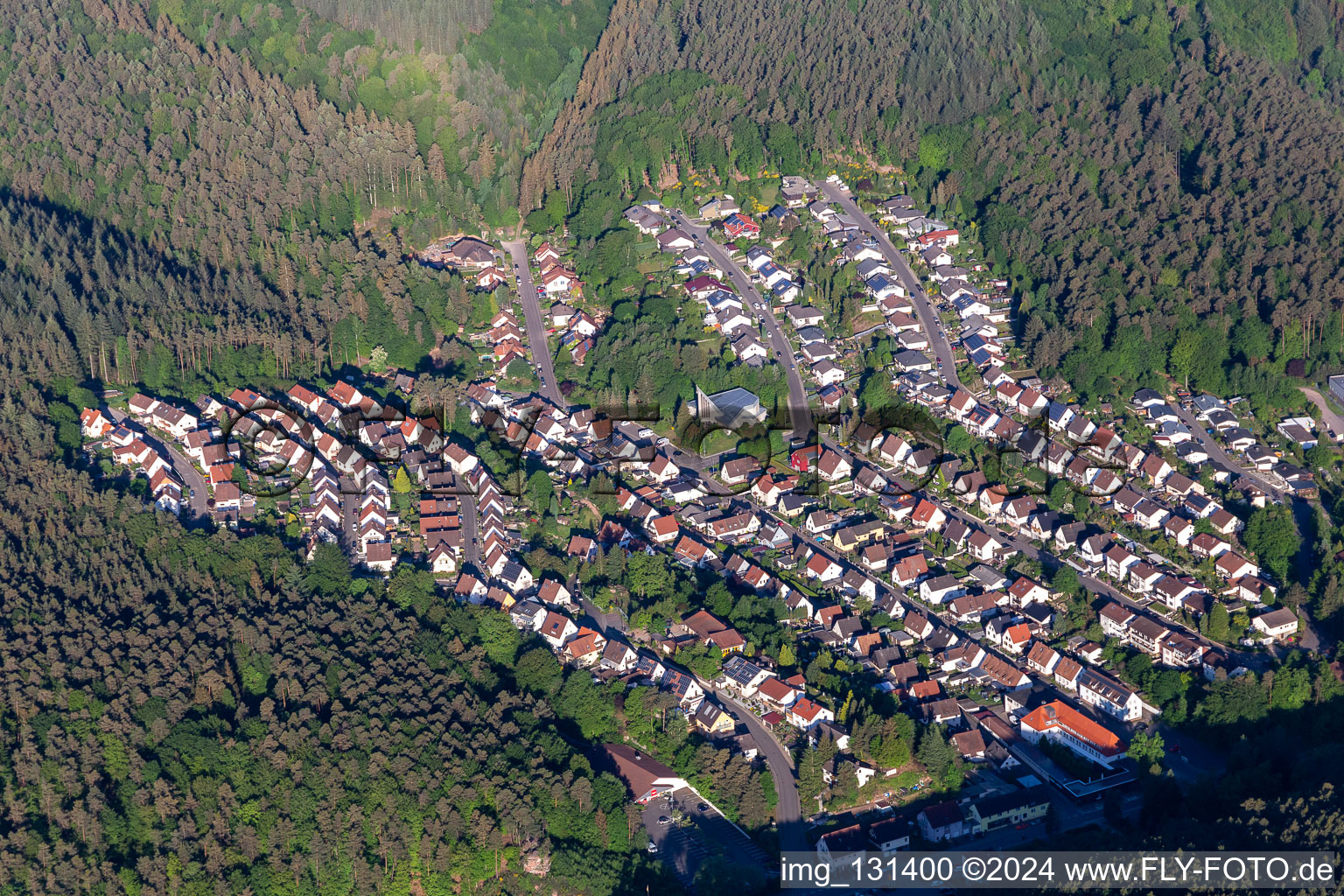 Hauenstein in the state Rhineland-Palatinate, Germany from the plane