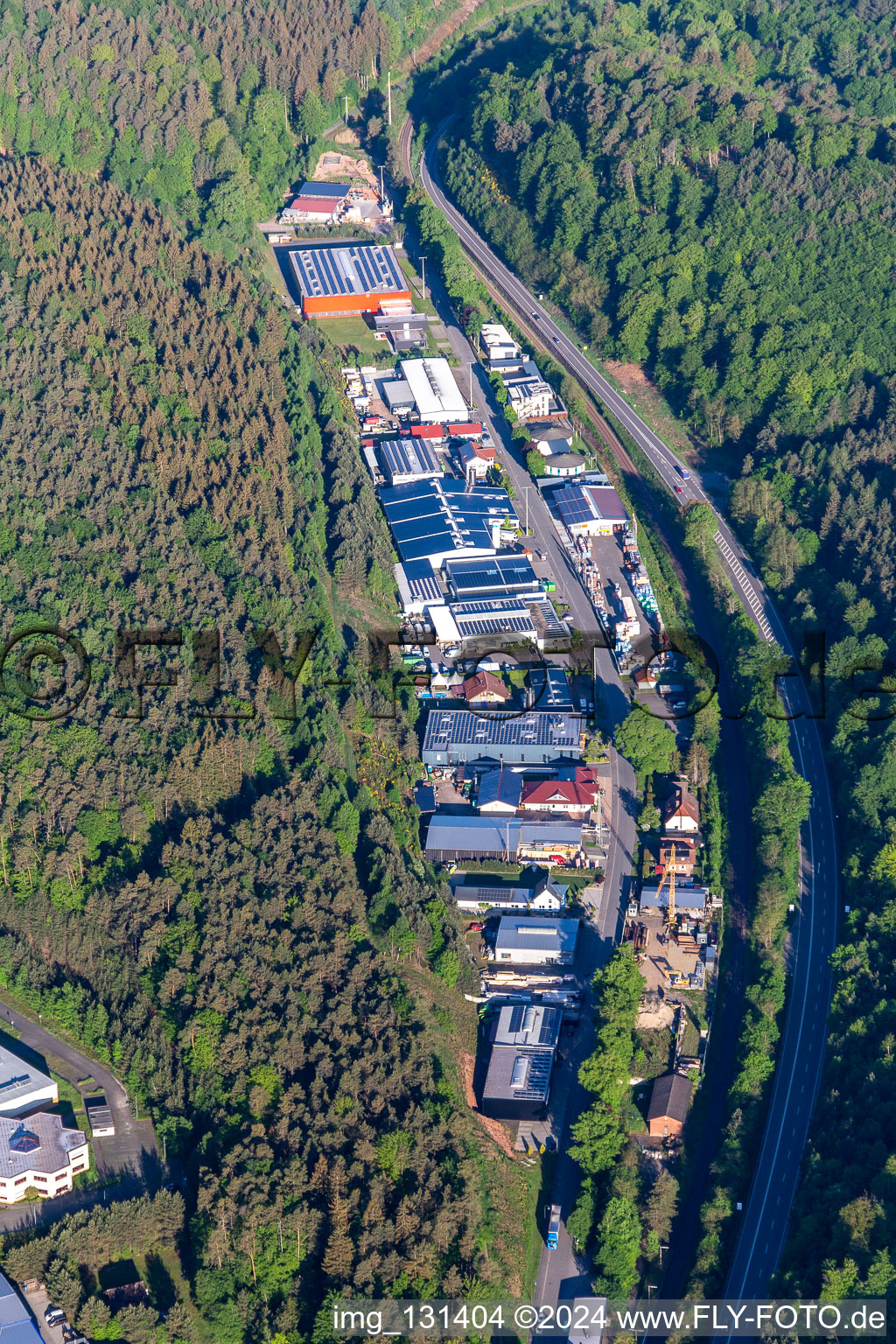 Industrial area on the old federal road in Hauenstein in the state Rhineland-Palatinate, Germany