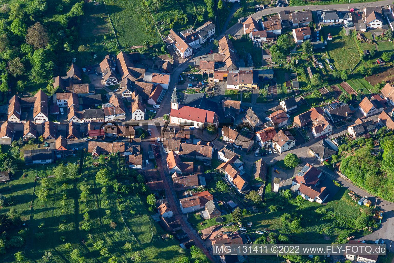 Drone image of Schwanheim in the state Rhineland-Palatinate, Germany
