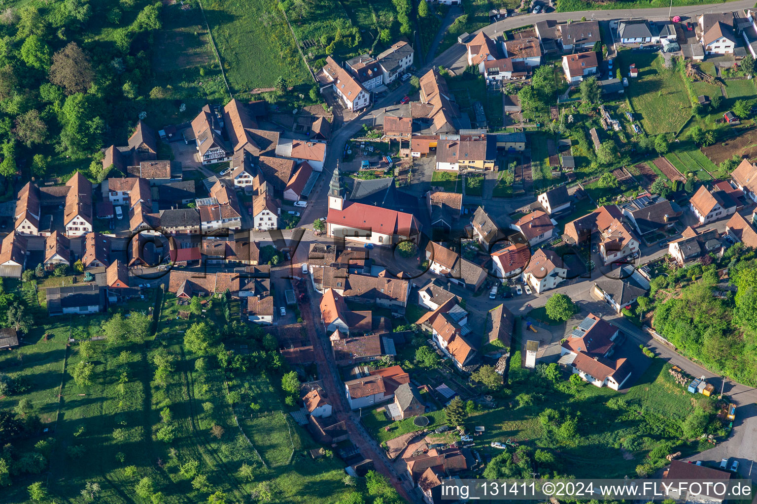 Drone image of Schwanheim in the state Rhineland-Palatinate, Germany