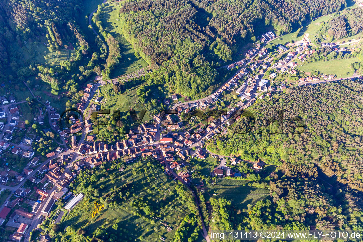 Drone recording of Schwanheim in the state Rhineland-Palatinate, Germany