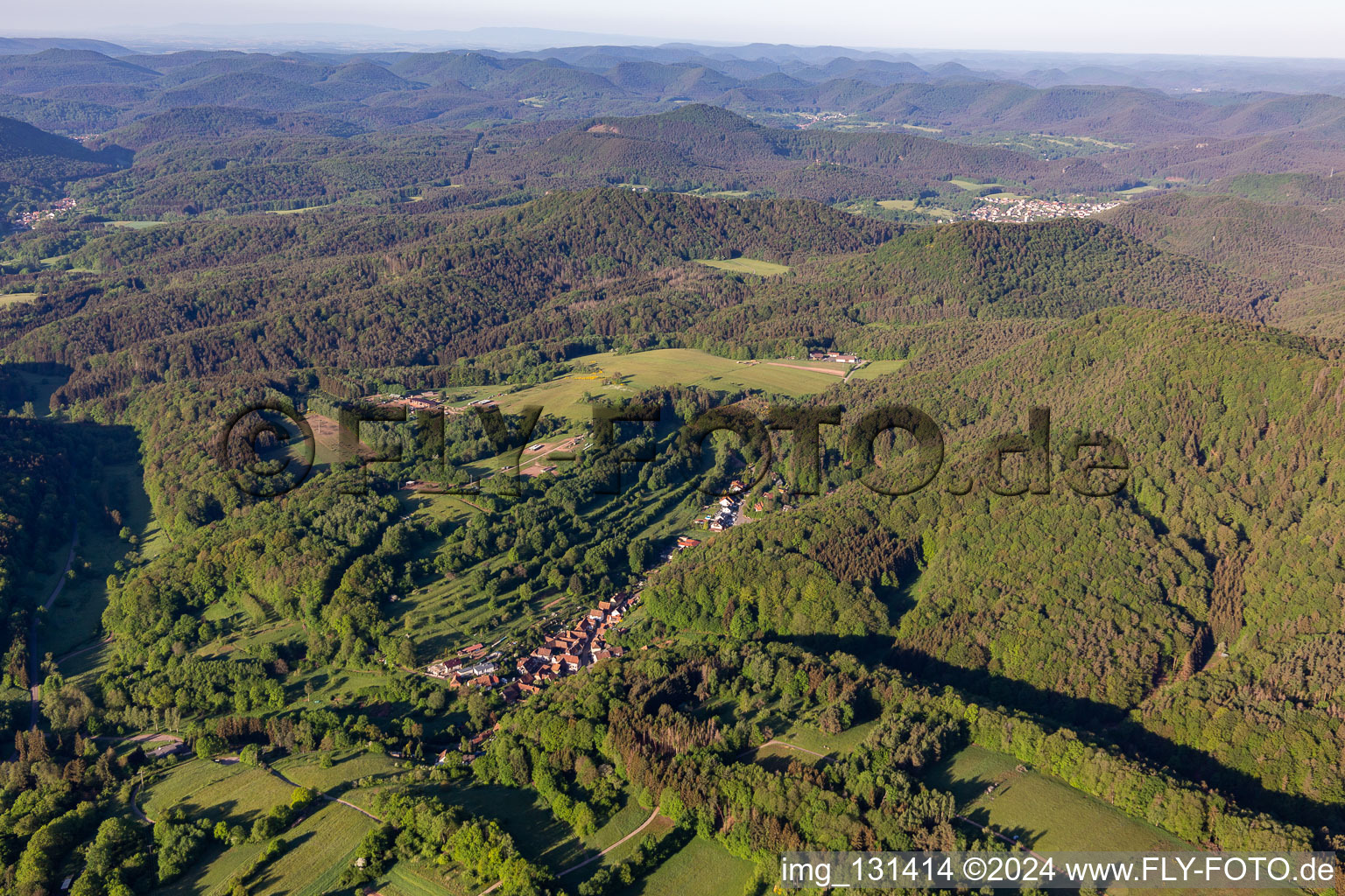 Drone recording of Oberschlettenbach in the state Rhineland-Palatinate, Germany