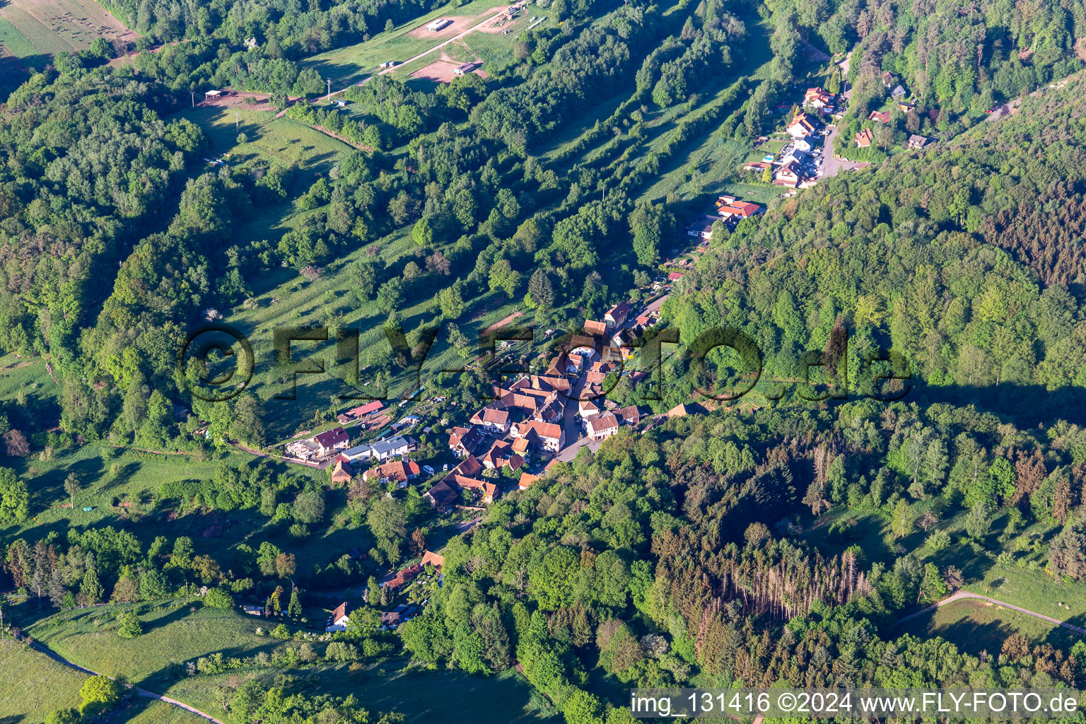 Drone image of Oberschlettenbach in the state Rhineland-Palatinate, Germany