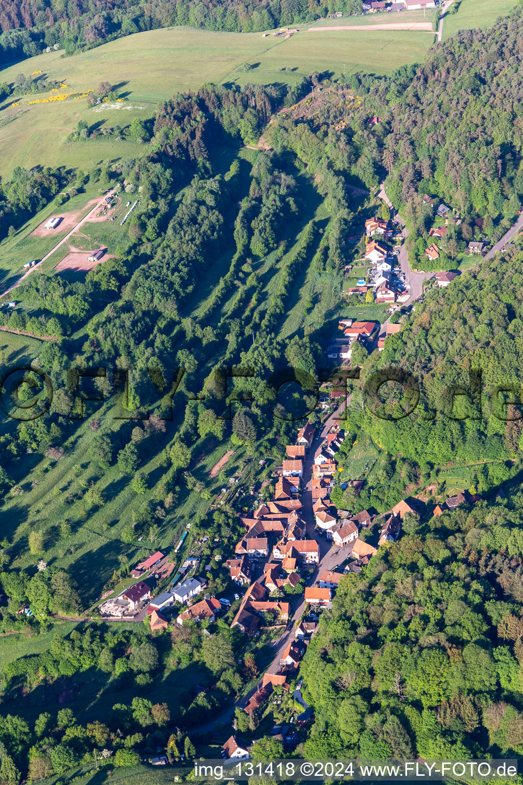 Oberschlettenbach in the state Rhineland-Palatinate, Germany from the drone perspective