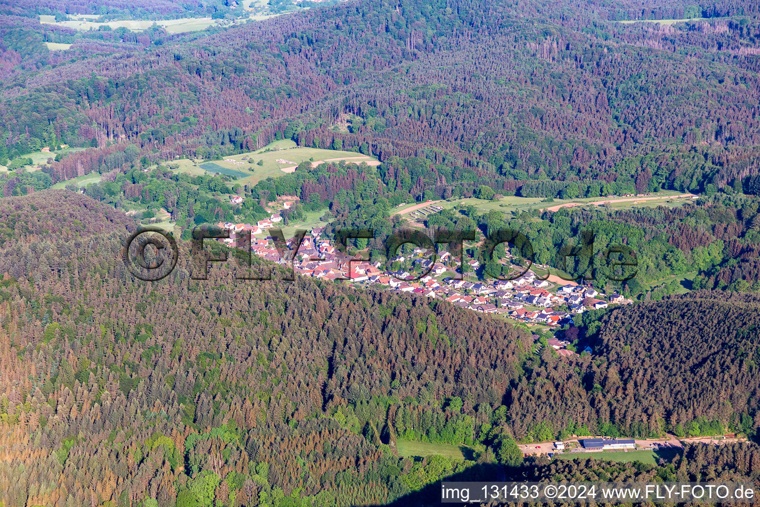 Vorderweidenthal in the state Rhineland-Palatinate, Germany from a drone