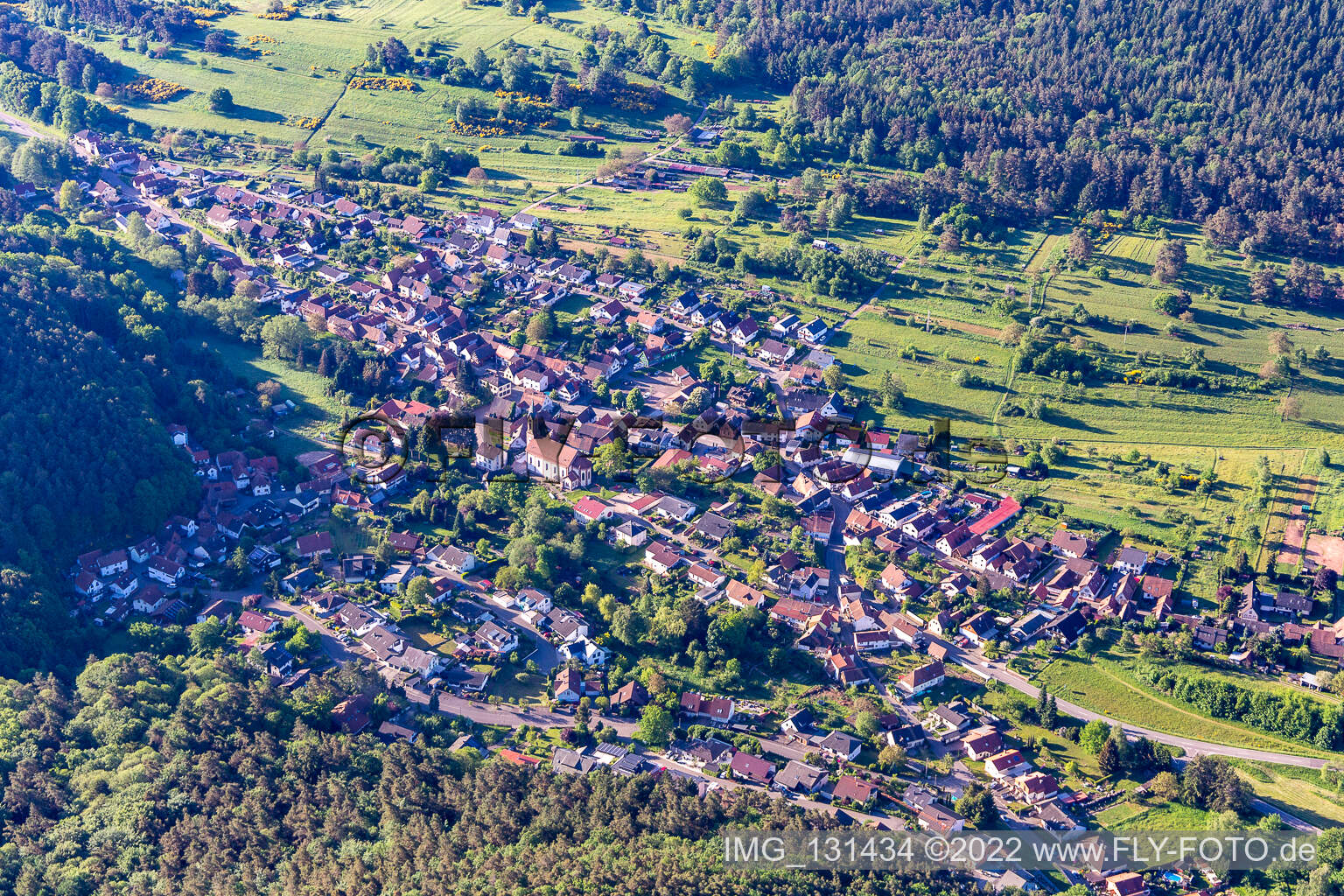 Birkenhördt in the state Rhineland-Palatinate, Germany from the drone perspective