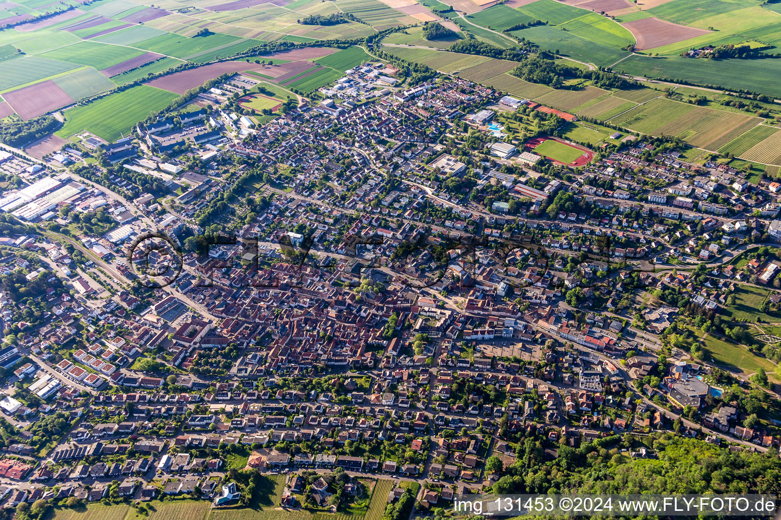 Bad Bergzabern in the state Rhineland-Palatinate, Germany from above