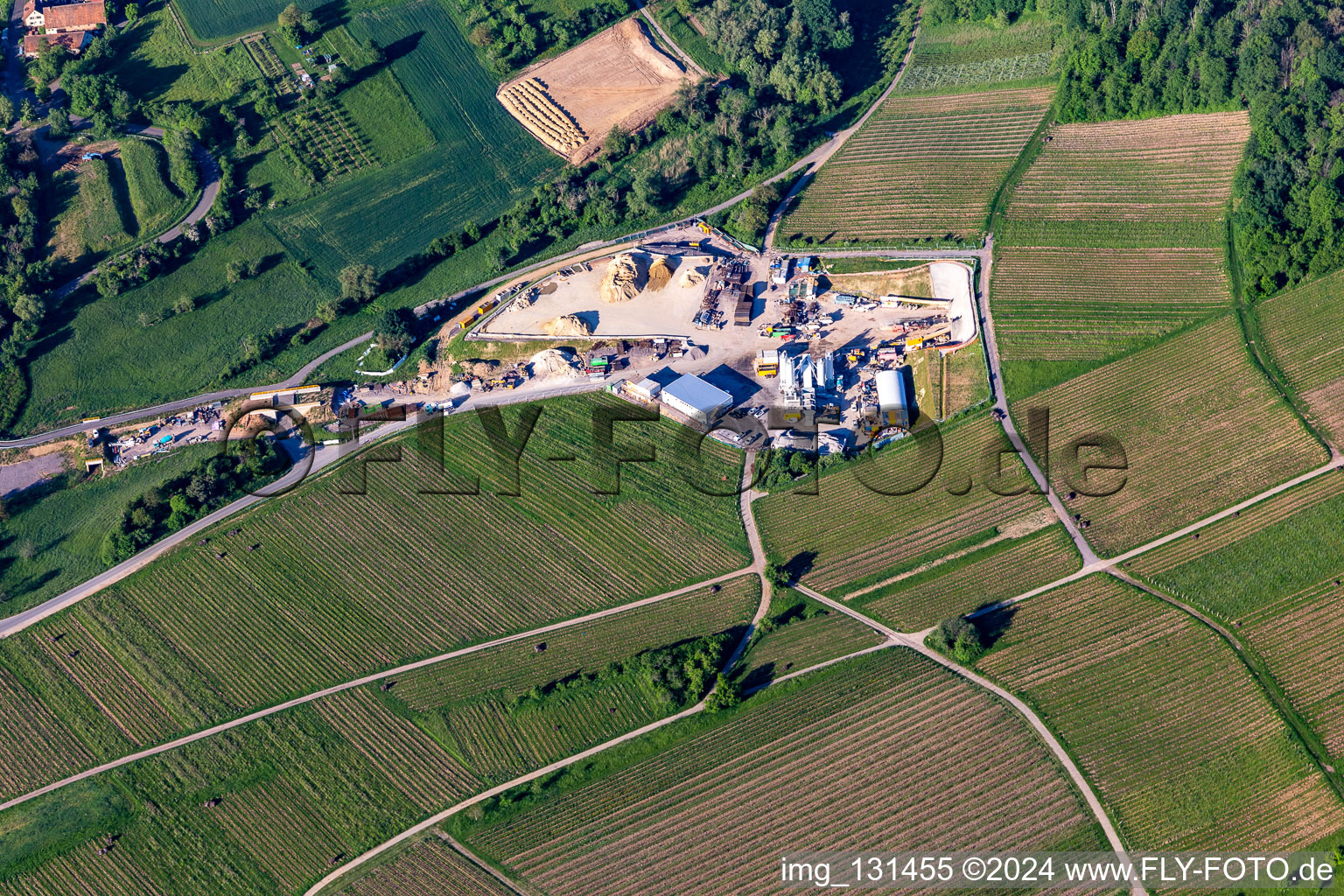 Aerial view of Tunnel construction site in Dörrenbach in the state Rhineland-Palatinate, Germany