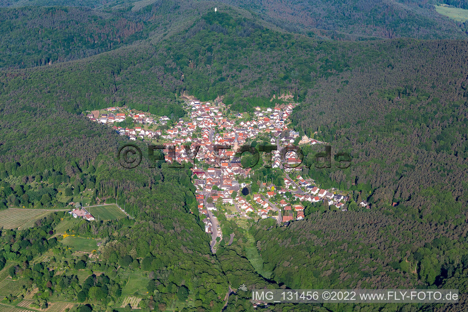 Dörrenbach in the state Rhineland-Palatinate, Germany seen from a drone