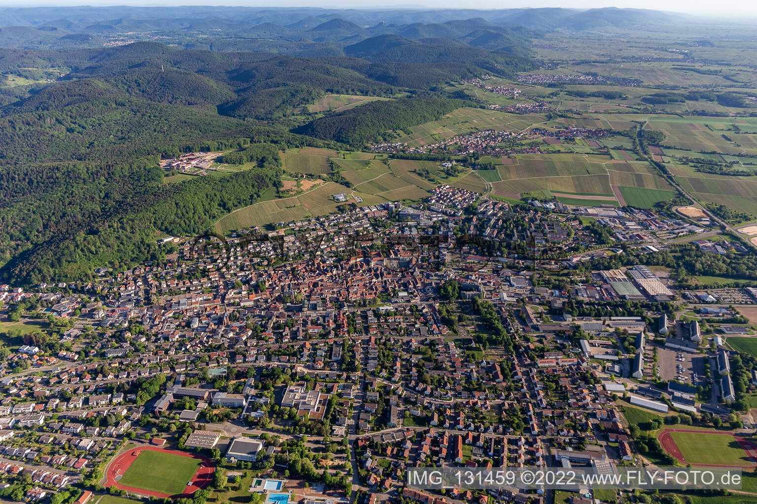 Aerial view of Dörrenbach in the state Rhineland-Palatinate, Germany