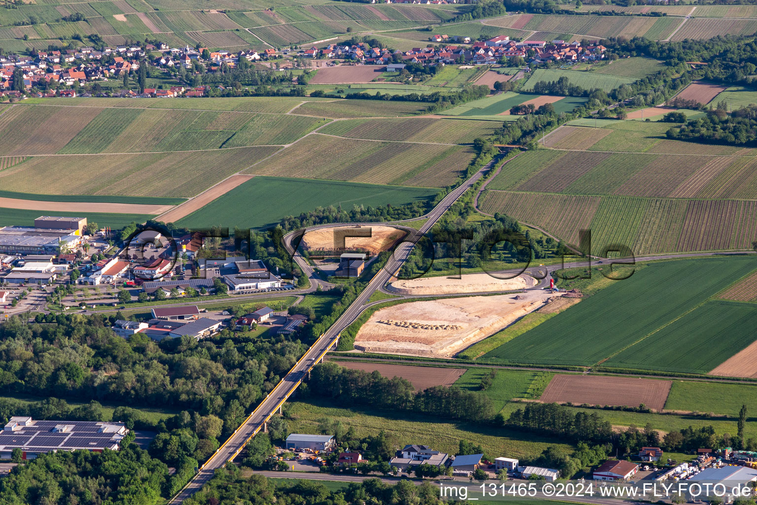 Federal highway junction B38/B48 in Pleisweiler-Oberhofen in the state Rhineland-Palatinate, Germany