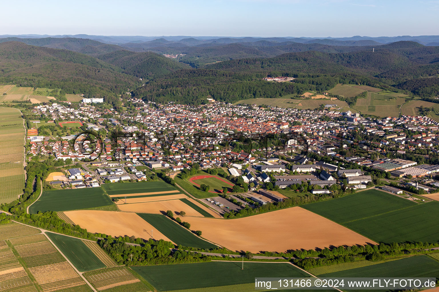 Bad Bergzabern in the state Rhineland-Palatinate, Germany seen from above