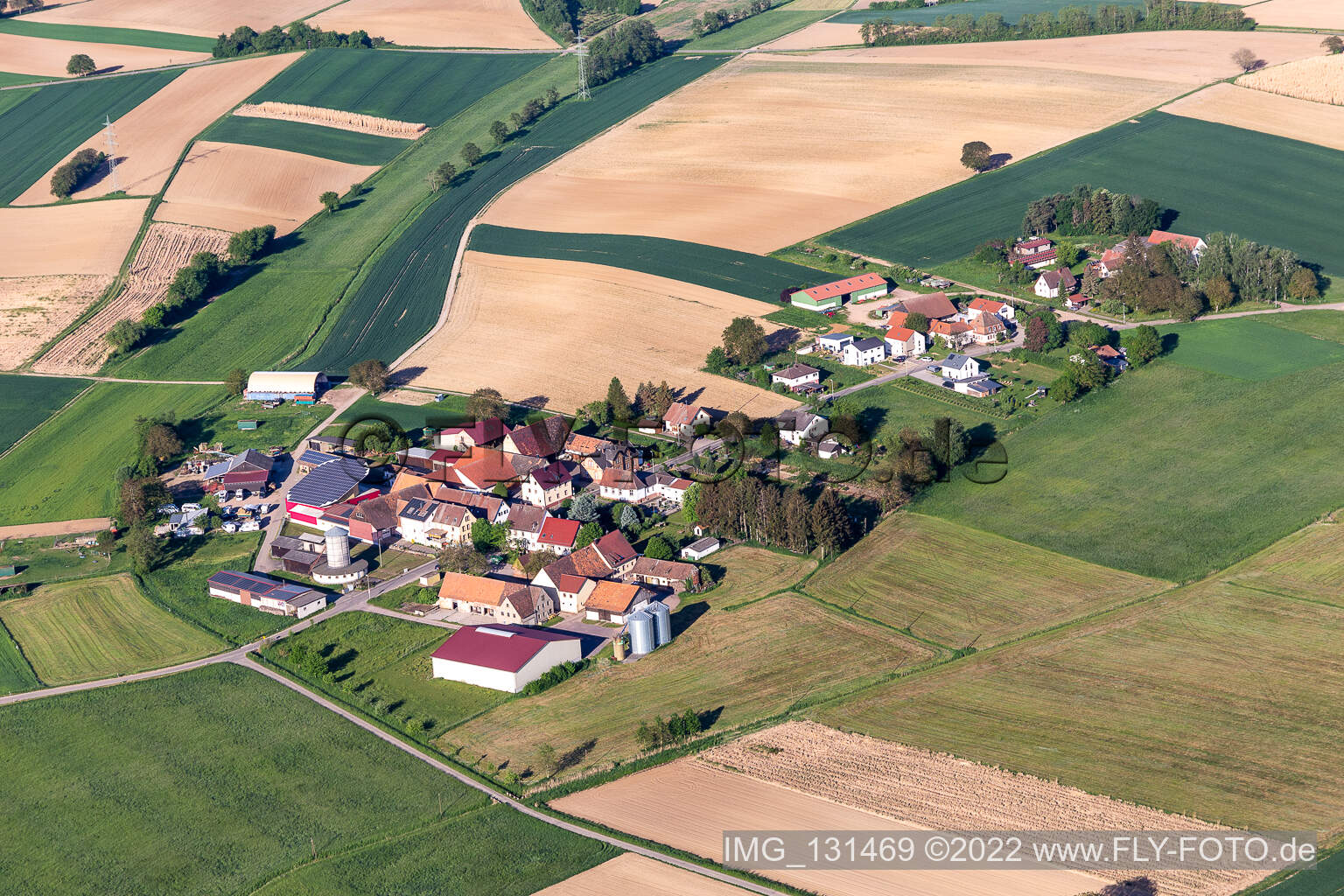 Drone image of District Deutschhof in Kapellen-Drusweiler in the state Rhineland-Palatinate, Germany