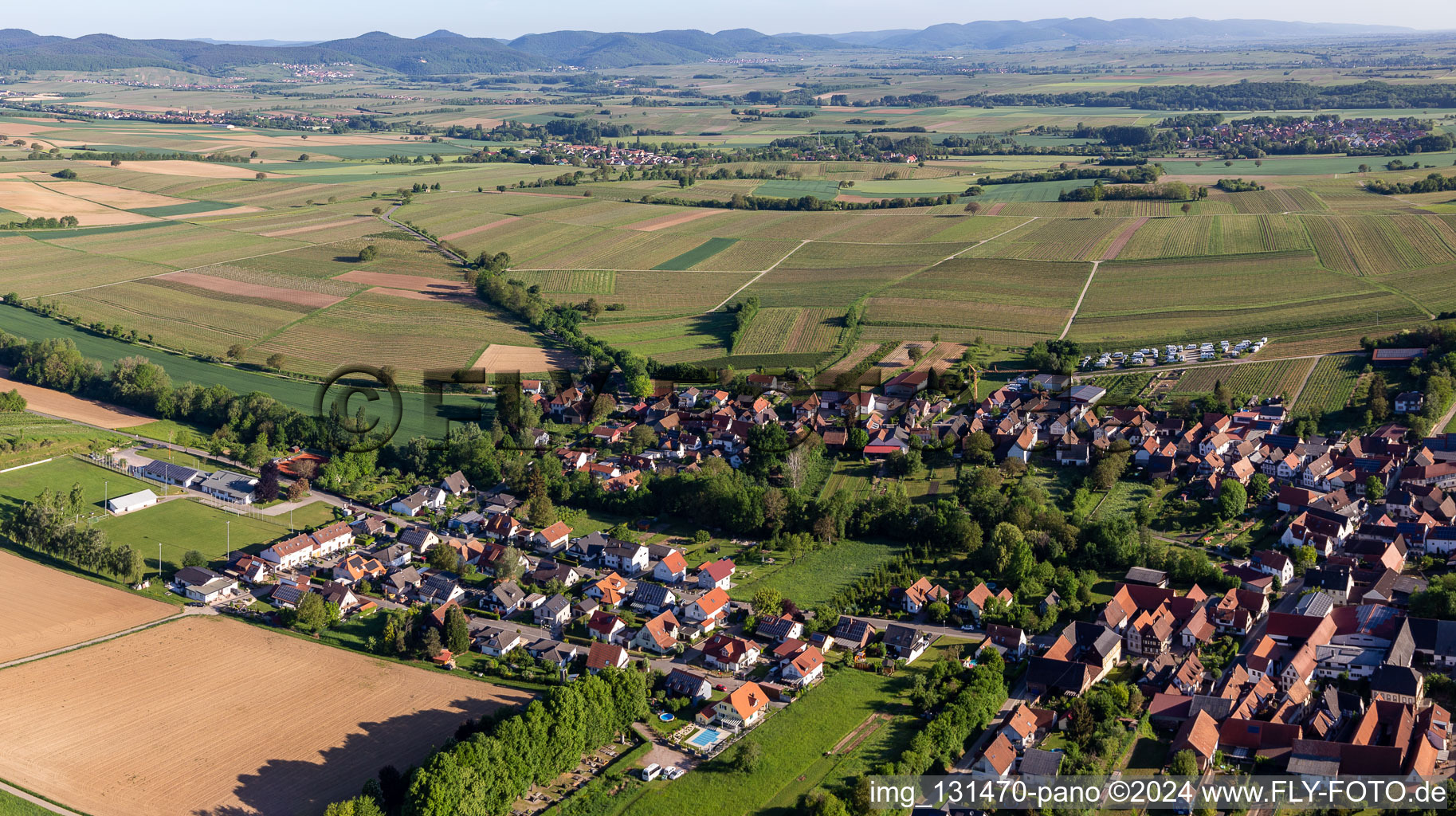 Aerial view of Dierbach in the state Rhineland-Palatinate, Germany