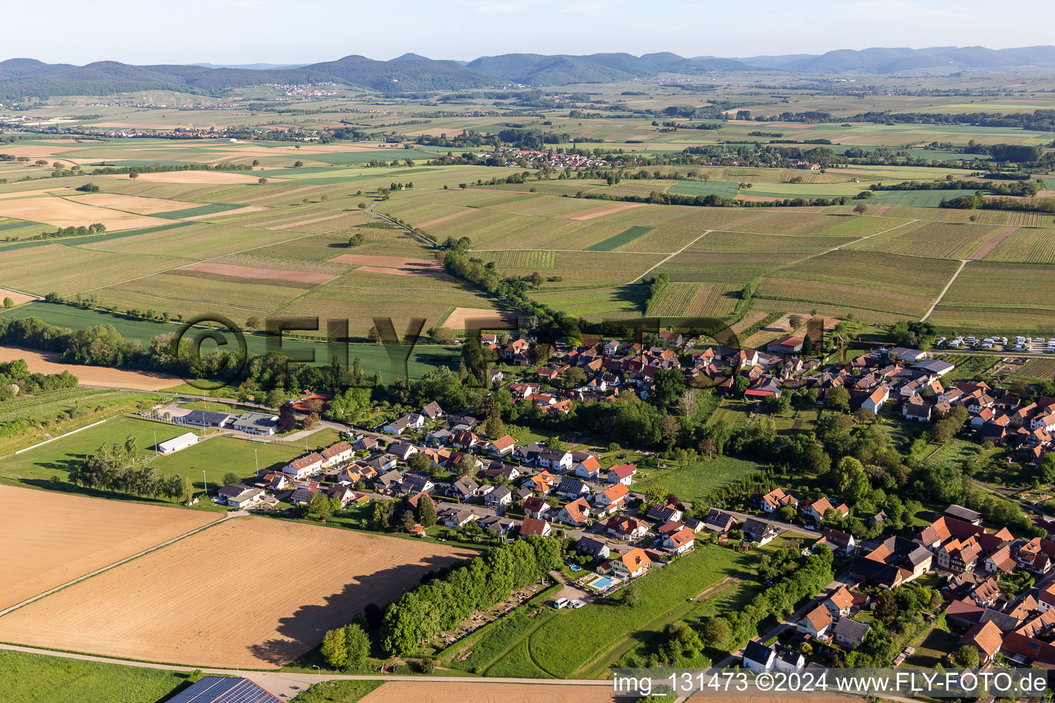 Dierbach in the state Rhineland-Palatinate, Germany from the plane