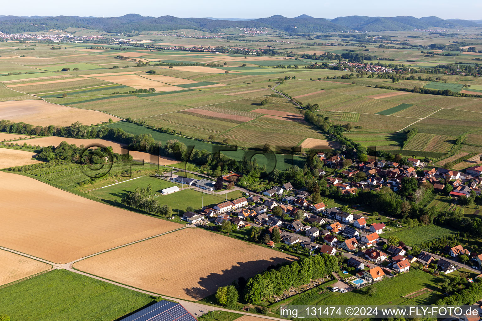 Bird's eye view of Dierbach in the state Rhineland-Palatinate, Germany