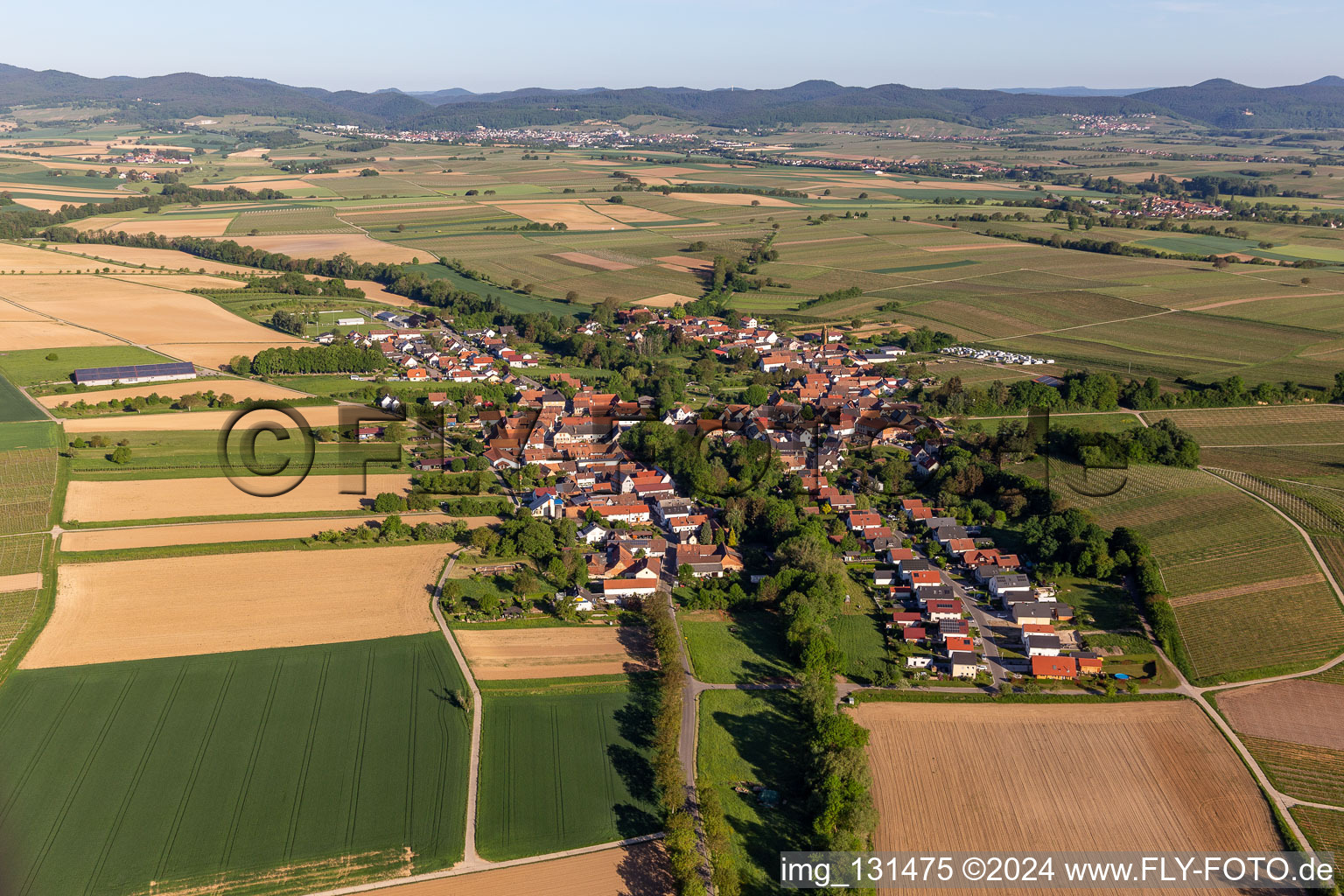 Vollmersweiler in the state Rhineland-Palatinate, Germany seen from a drone