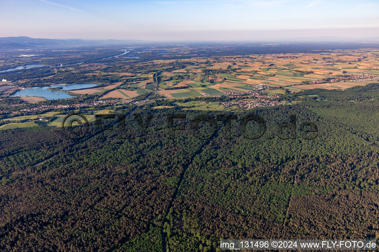 Scheibenhard in the state Bas-Rhin, France seen from a drone