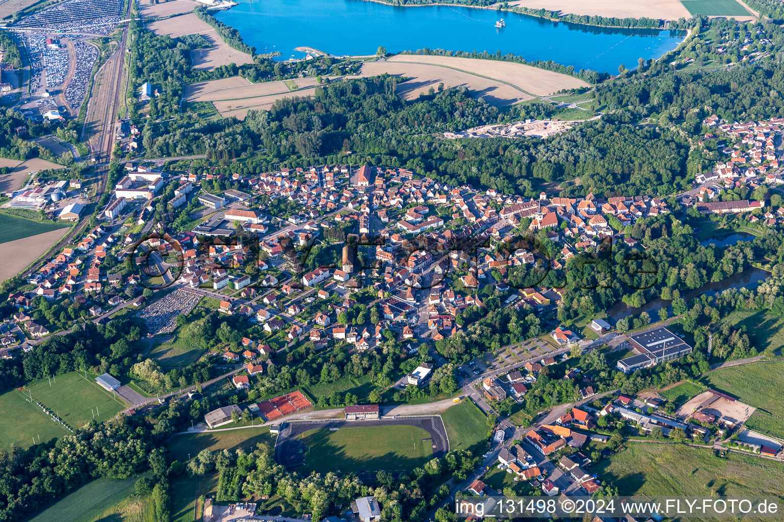 Aerial photograpy of Lauterbourg in the state Bas-Rhin, France